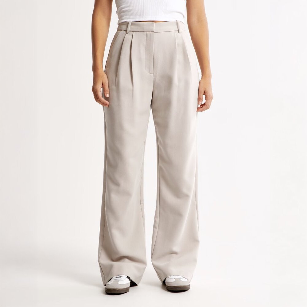 Abercrombie & Fitch Cream Wide-Leg Pants